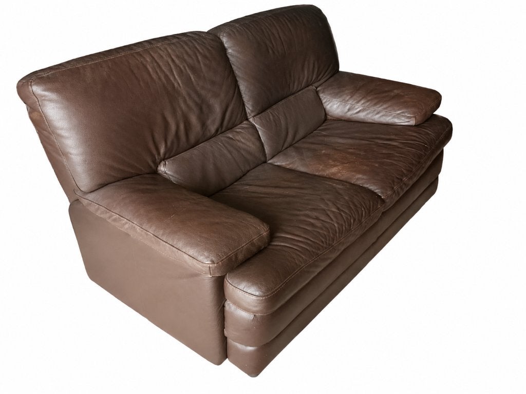 bruine lederen 2 zit zetel gratis, Ophalen, Gebruikt, 150 tot 200 cm, Tweepersoons
