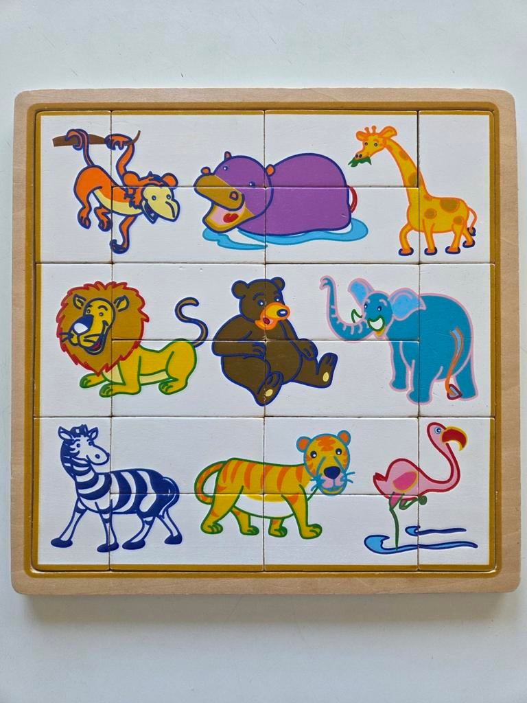 Houten dieren puzzel 18 stuks, Ophalen of Verzenden, Gebruikt