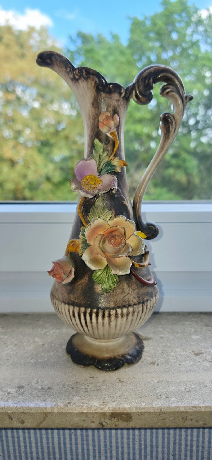Vintage Italiaanse Capodimonte Porseleinen Vaas, Antiquités & Art, Antiquités | Vases, Enlèvement ou Envoi