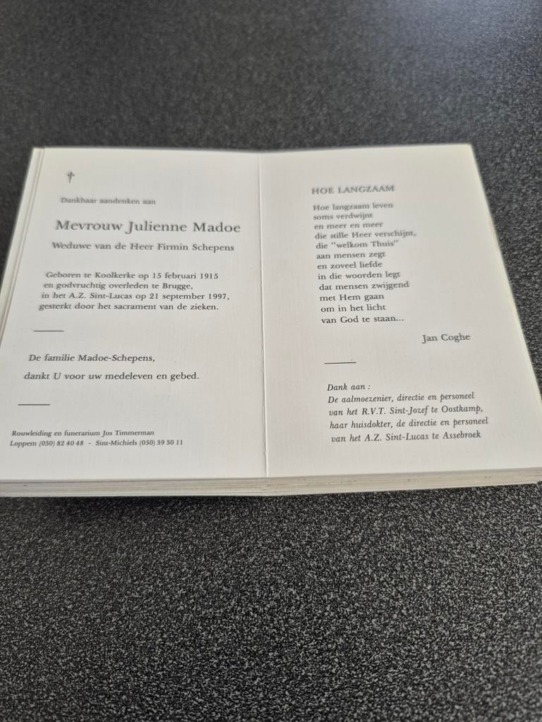 Bidprentjes Koolkerke, Ophalen of Verzenden
