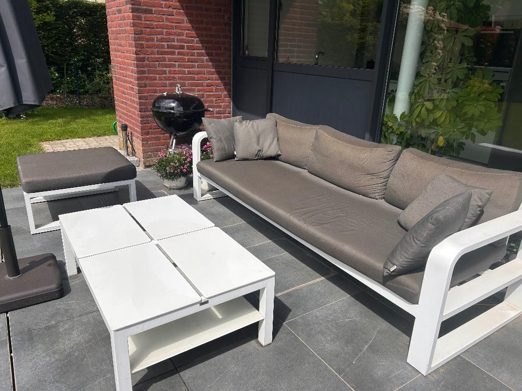 Lounge set, Jardin & Terrasse, Ensembles de jardin, Utilisé, Sets de jardin, Aluminium, 4 places, Banque, Table d'appoint, Enlèvement