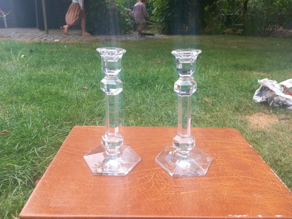 Val Saint Lambert kristallen kandelaars, Antiek en Kunst, Ophalen, Kristal