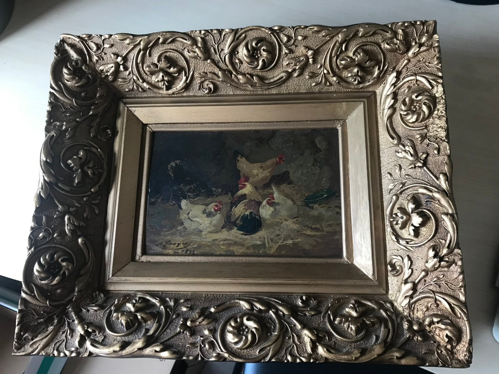Schilderij  1895, Ophalen of Verzenden, Goud