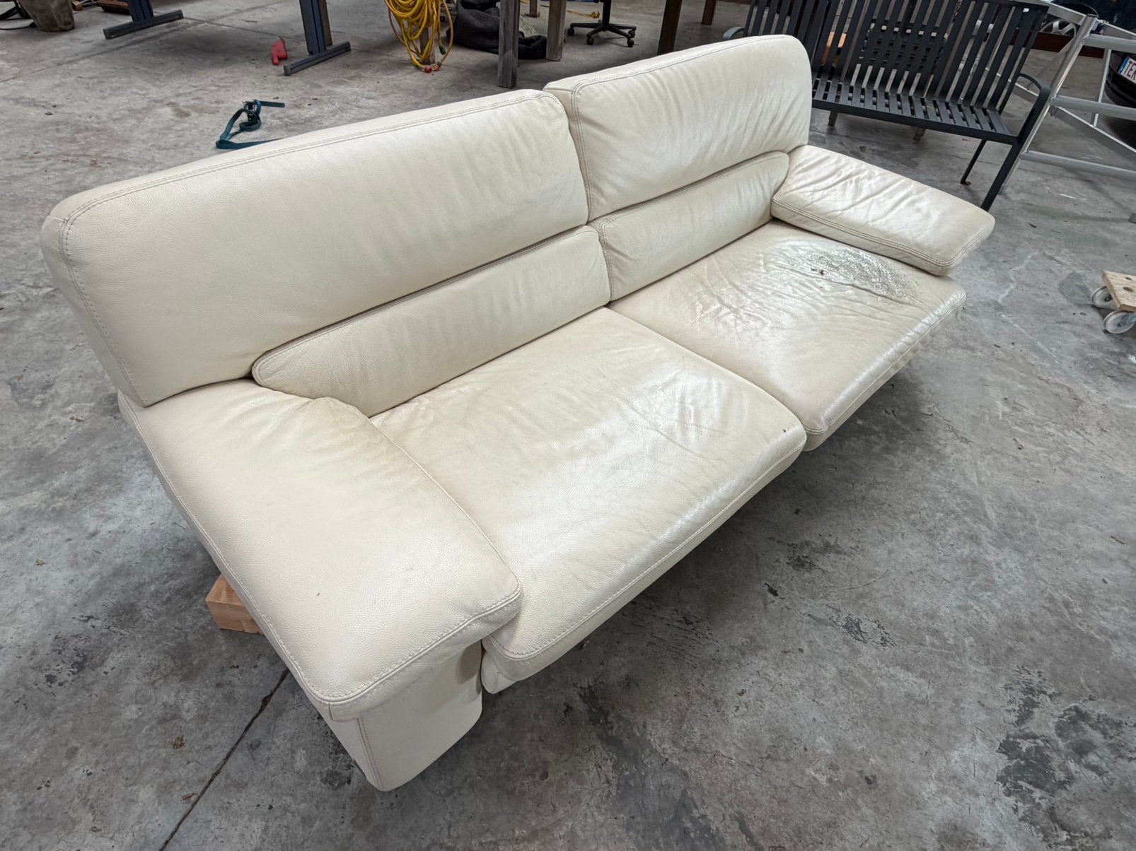 3 sièges et 2 sièges en cuir blanc, Maison & Meubles, Enlèvement, Comme neuf