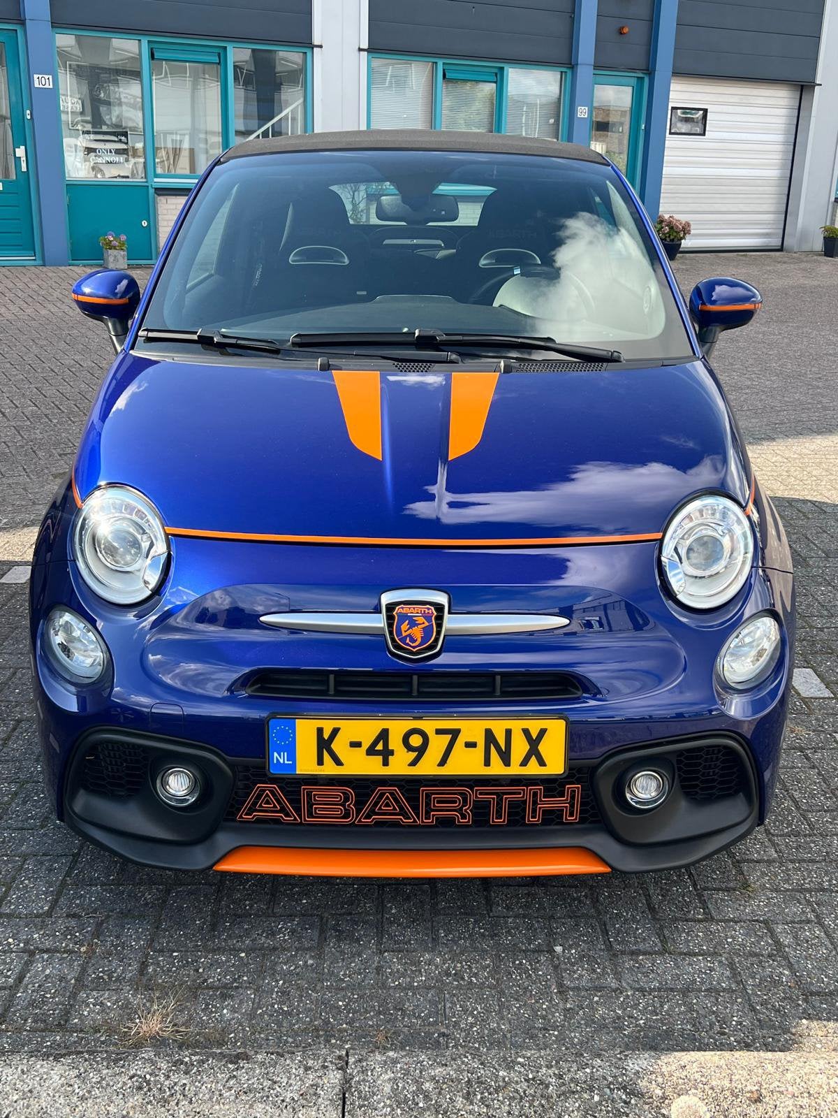 Abarth 595 cabrio automaat UNIEK CUSTOM MADE WRAP!, Leder, Particulier, Te koop, Automaat