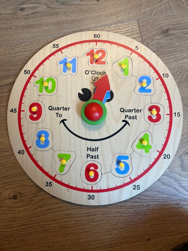 Houten klok: leren klok lezen, Ophalen, Zo goed als nieuw, Overige typen