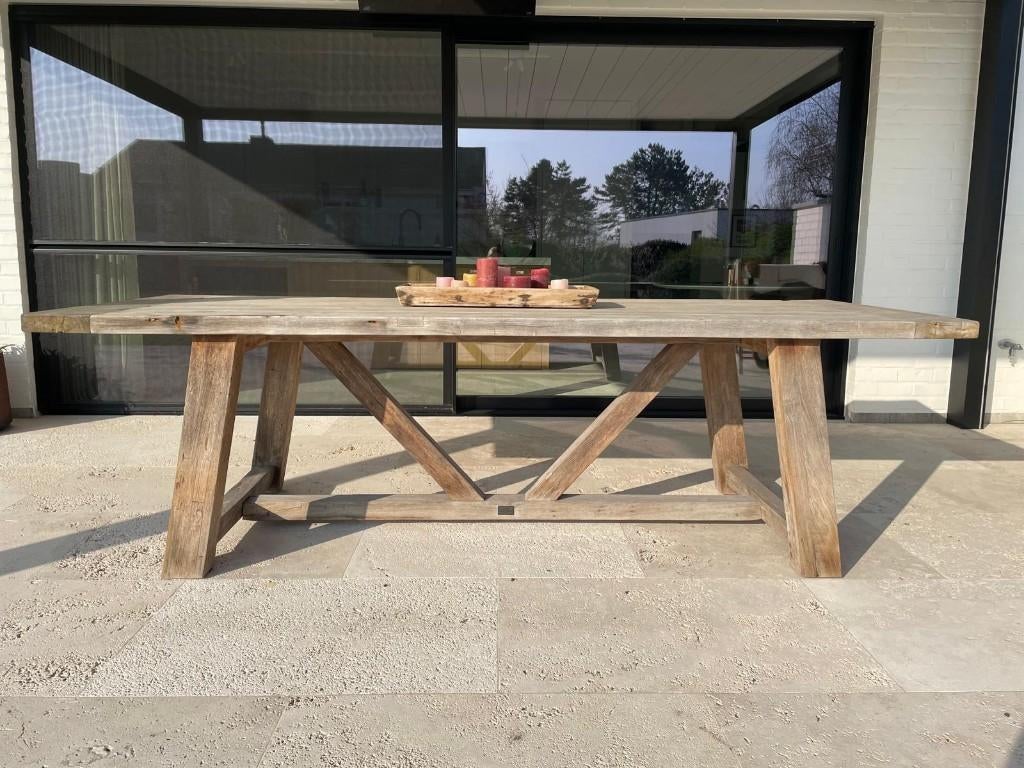 Oude teak tuintafel Bristol, Tuin en Terras, Ophalen, Gebruikt, Rechthoekig