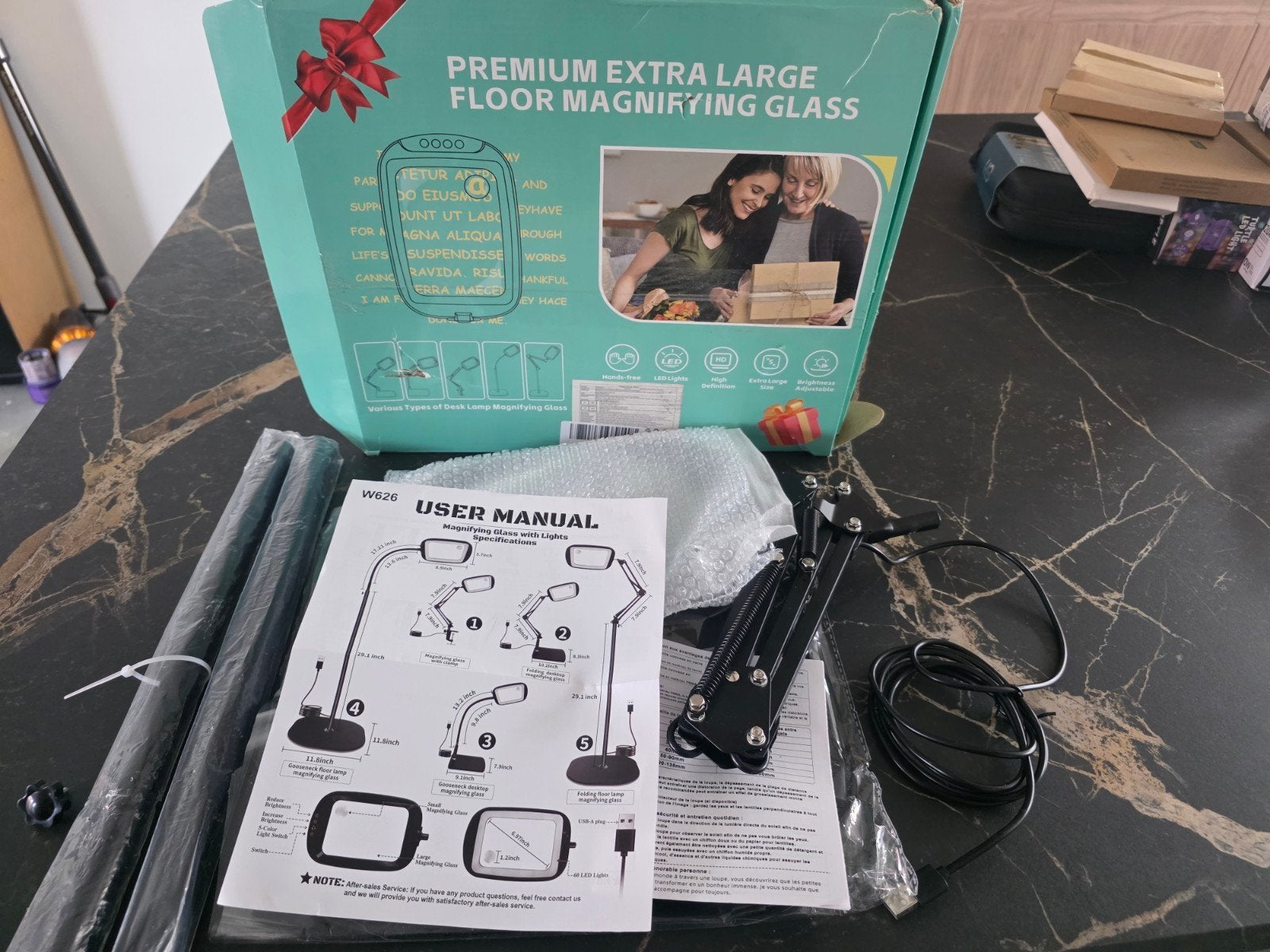 nieuwe veelzijdige LED-loep- en leeslamp met grote loupelamp, Hobby en Vrije tijd, Ophalen of Verzenden, Nieuw