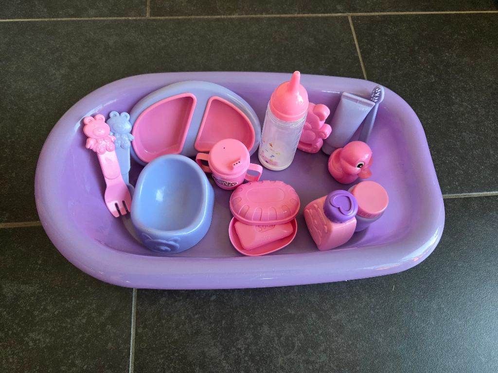 Poppenbad met accessoires, Kinderen en Baby's, Speelgoed | Poppen, Gebruikt, Babypop, Ophalen