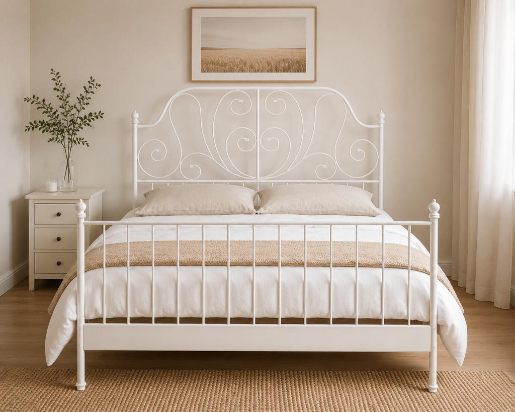 ikea bed 1,60 x 2M, Comme neuf, Enlèvement, Blanc, Deux personnes