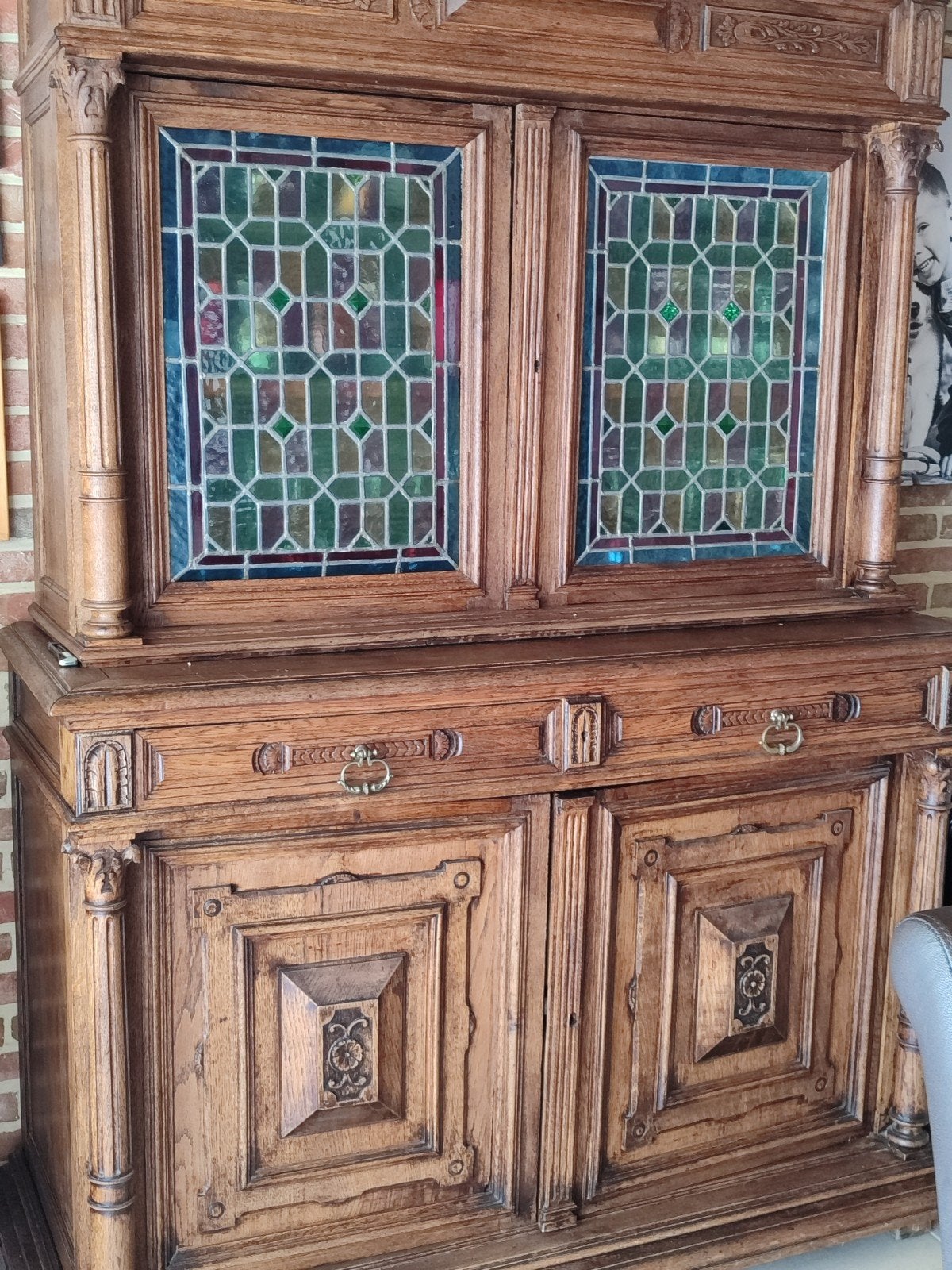 Antieke buffetkast /deuren in loodglas, Ophalen