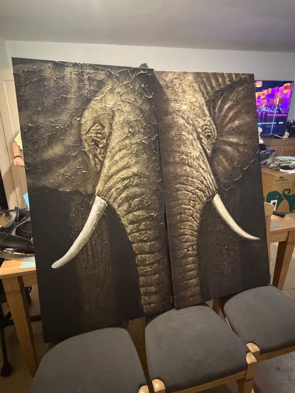 2 mooie grote bij elkaar horen muurpanelen., Antiquités & Art, Art | Dessins & Photographie, Enlèvement