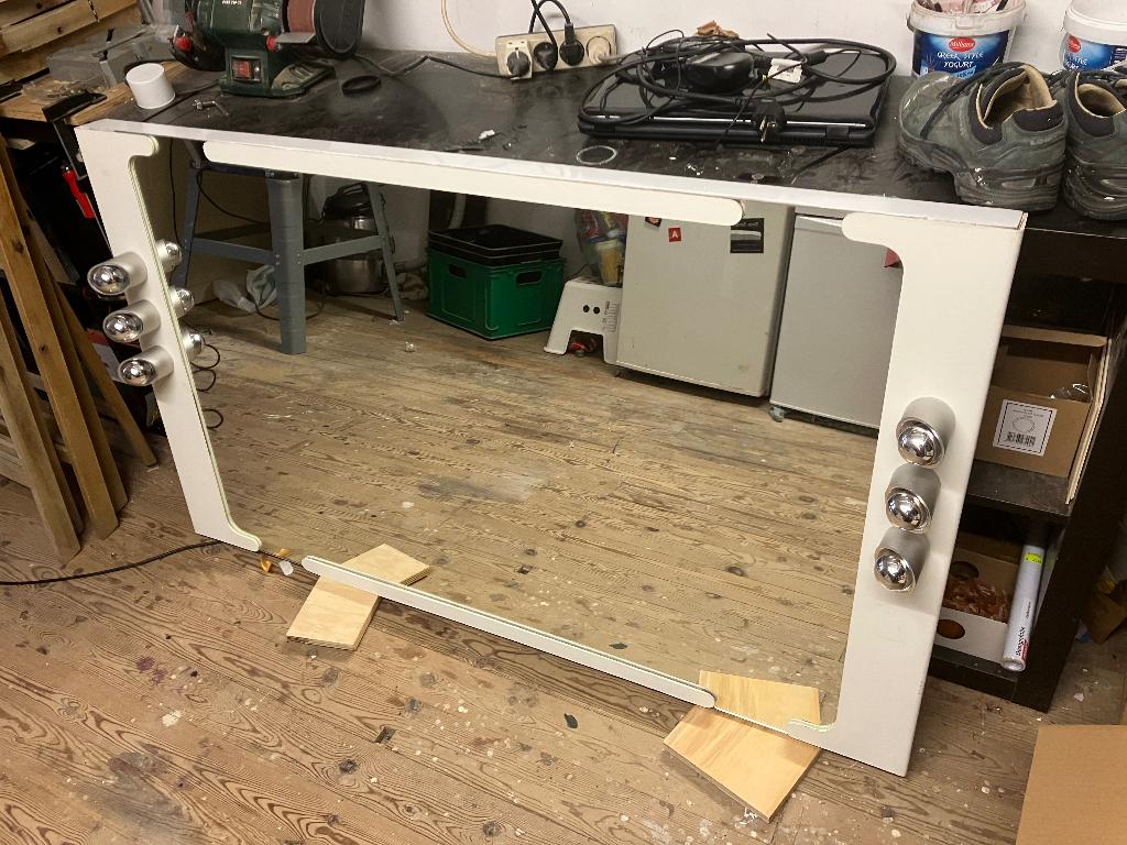 Retro Badkamerspiegel kapperspiegel met verlichting, Huis en Inrichting, Ophalen, Gebruikt, Overige typen