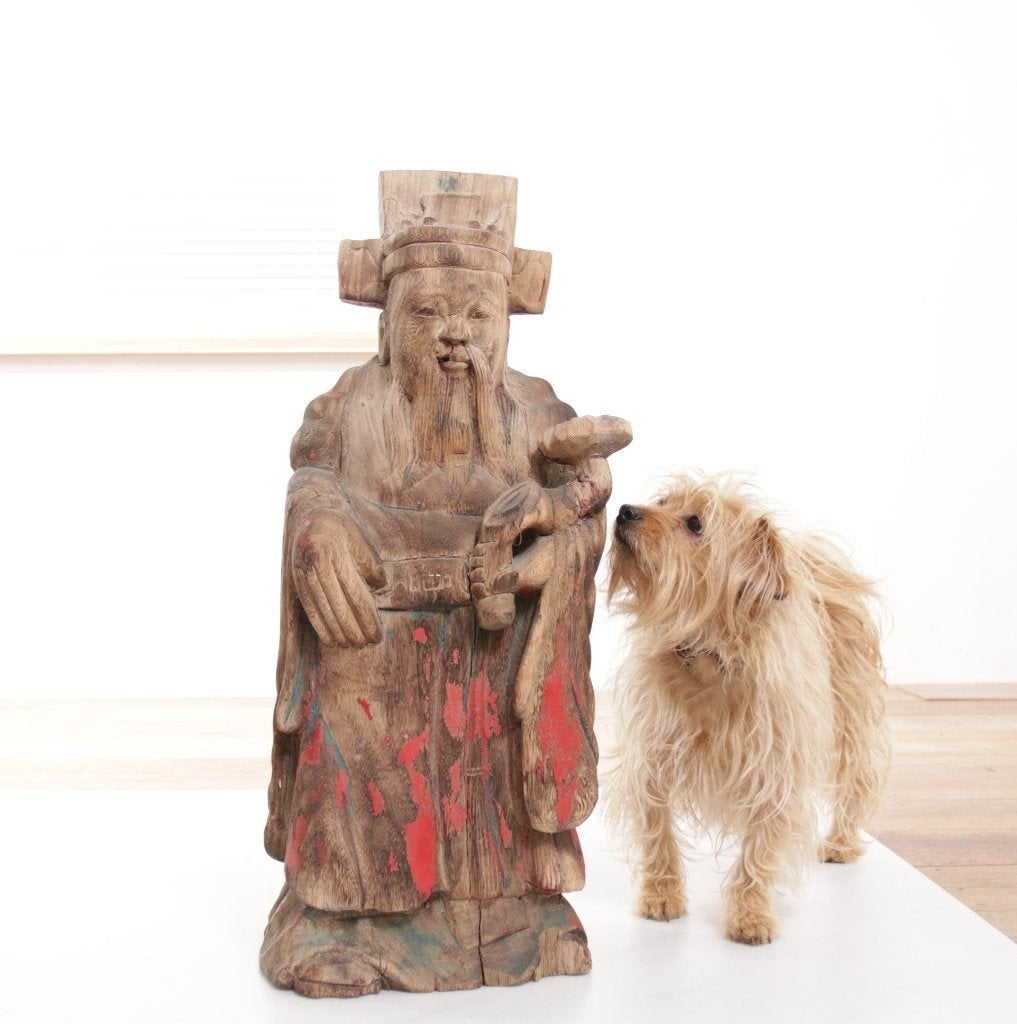 Grote antieke Chinese houten sculptuur wabi-sabi, Antiek en Kunst, Ophalen, 50 - 100 cm, Beeld, Hout