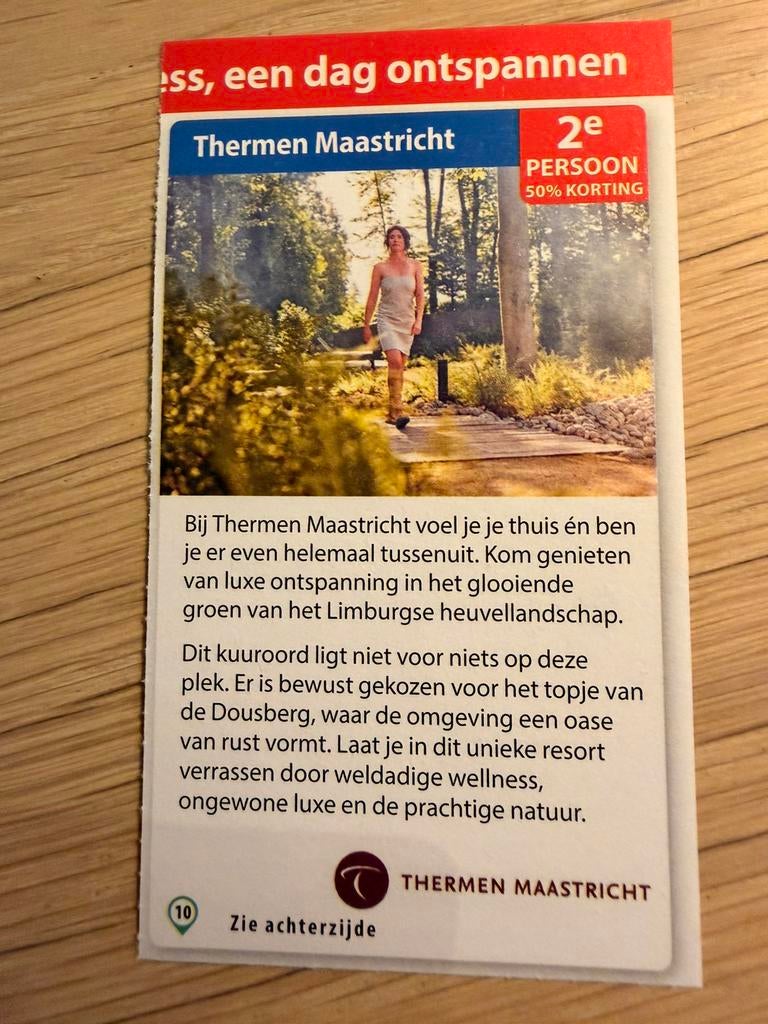 Kortingsbon voor Thermen Maastricht., Twee personen, Kortingsbon, Spa of Sauna