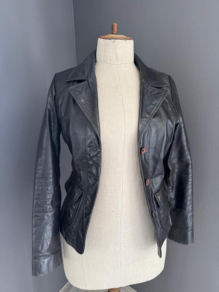 Veste blazer en cuir véritable Tommy Hilfiger, Vêtements | Femmes, Vestes & Costumes, Porté, Manteau, Taille 38/40 (M), Brun, Enlèvement ou Envoi