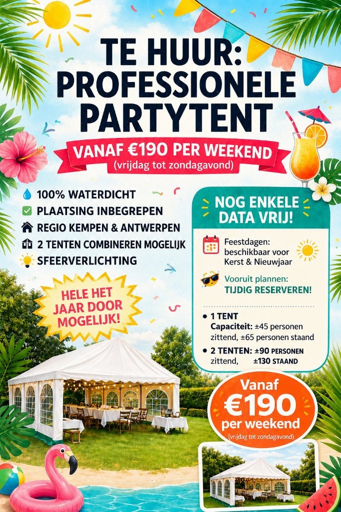 TE HUUR Professionele Partytent/ Communie of lente feest enz, Enlèvement, Comme neuf