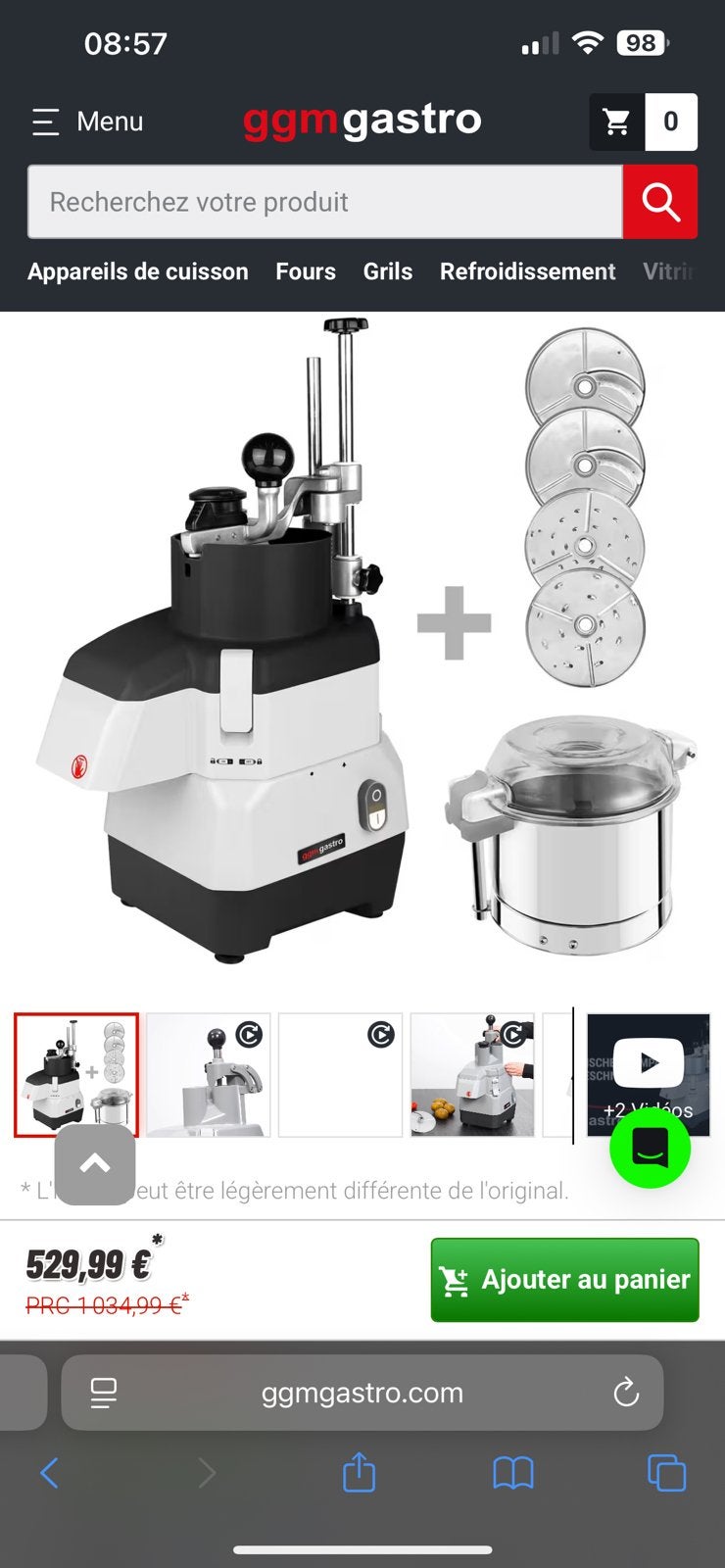 Robot pro GGM gastro groentesnijder, Ophalen