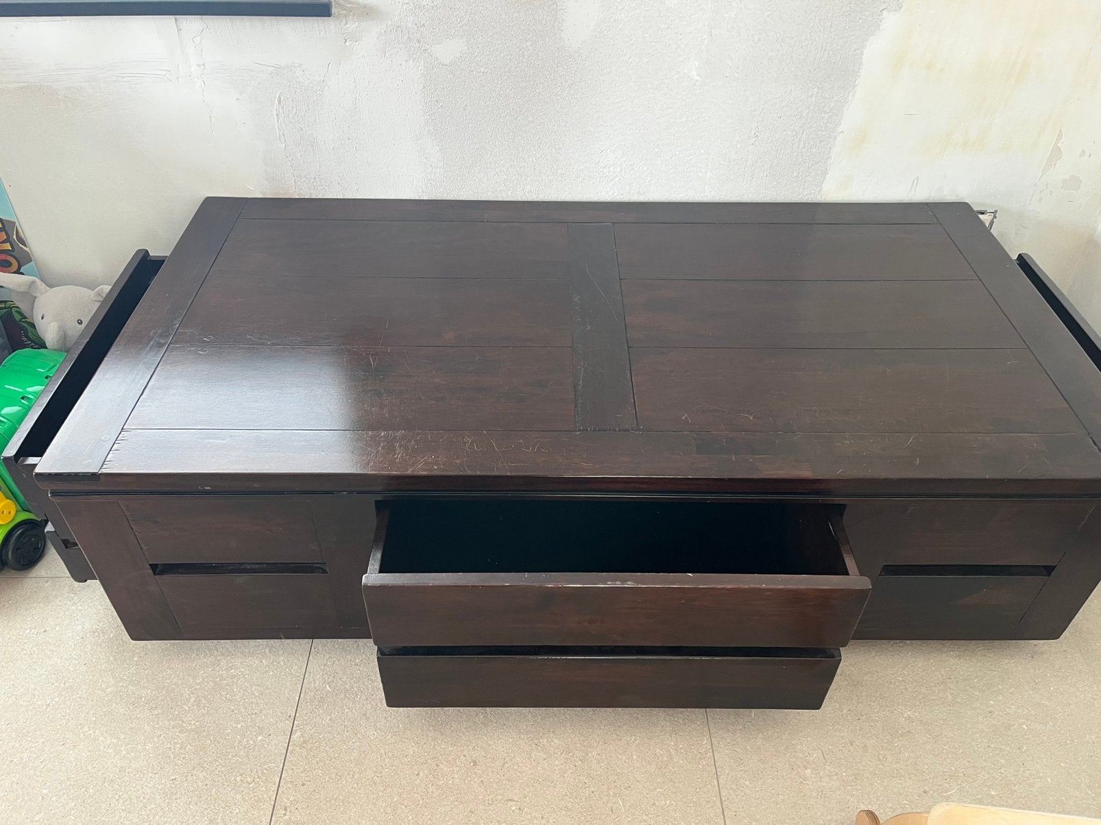 Vol Eiken salontafel, 100 à 150 cm, Enlèvement, Utilisé, 50 à 100 cm