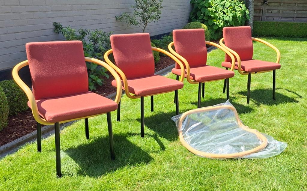 4 chaises Knoll Mandarin, Maison & Meubles, Chaises, Tissus, Enlèvement, Utilisé, Quatre