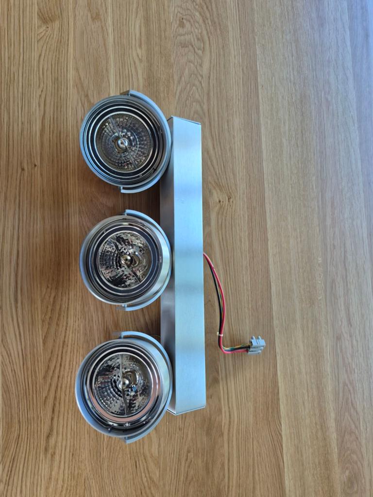 Armatuur met 3 halogeen spots., Ophalen, Halogeen, Gebruikt, Metaal of Aluminium