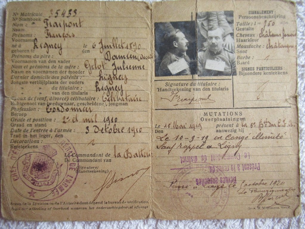ABL-14-18-Carte d'identité-Forteresse d'Anvers, Enlèvement ou Envoi, Armée de terre, Autres types