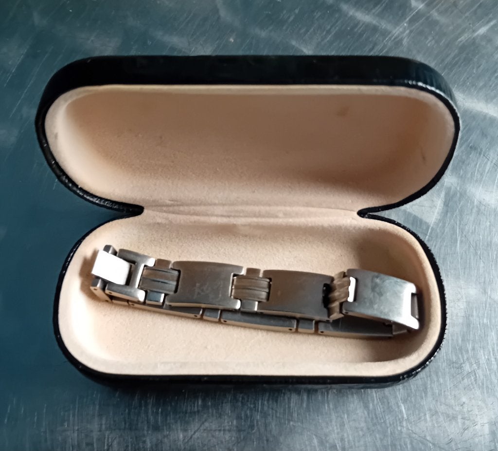 Vintage heren armband in roestvrij staal uit de jaren 90., Collections, Vêtements & Patrons, Enlèvement, Utilisé, Autres types