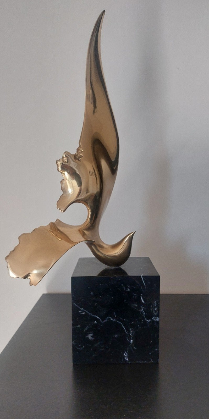 Origineel Bronzen beeld Abstracte Vogel José Luis Pequeño, Ophalen of Verzenden, Brons, Zwart, Abstract