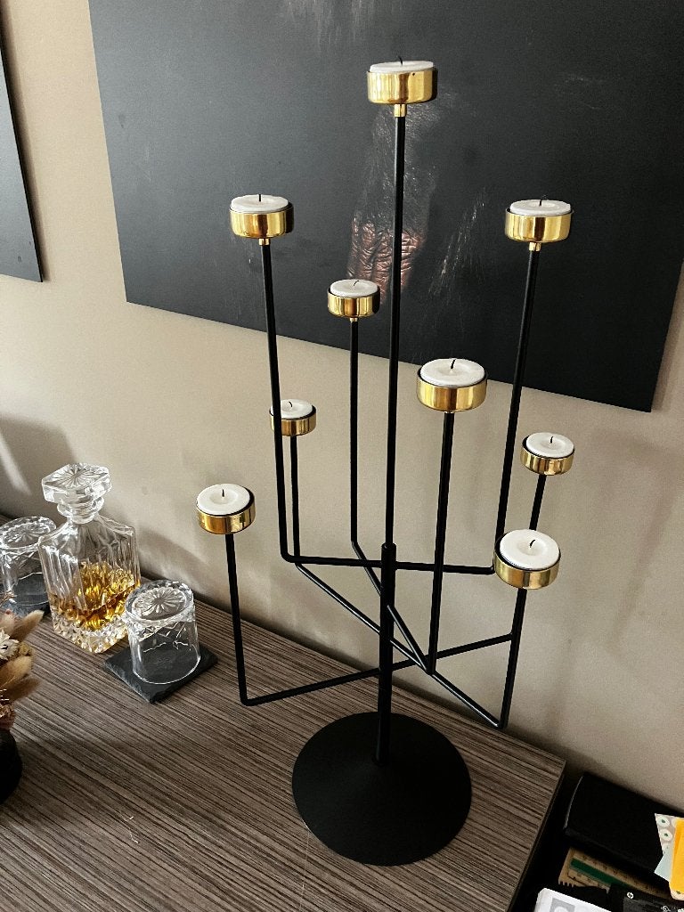 Kandelaar (zwart/goud), Huis en Inrichting, Ophalen, Zwart, Zo goed als nieuw, 66 cm