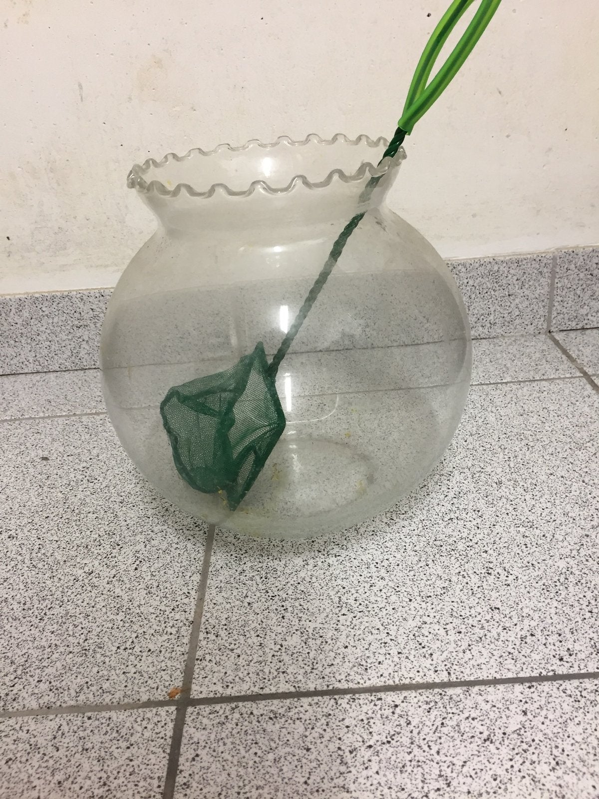 Ronde visbokaal met schepnet., Ophalen, Gebruikt