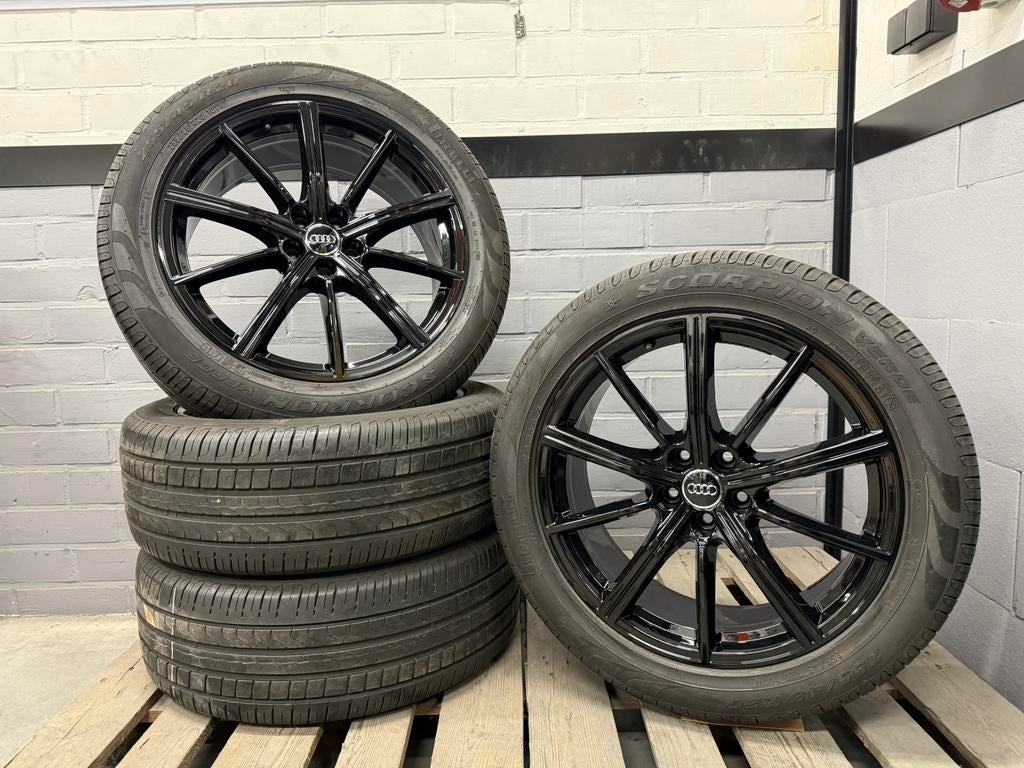 20” Audi Q5 SQ5 Velgenset Pirelli Zomerbanden Sline Zwart Rs, Auto-onderdelen, Banden en Velgen, Ophalen of Verzenden, 20 inch