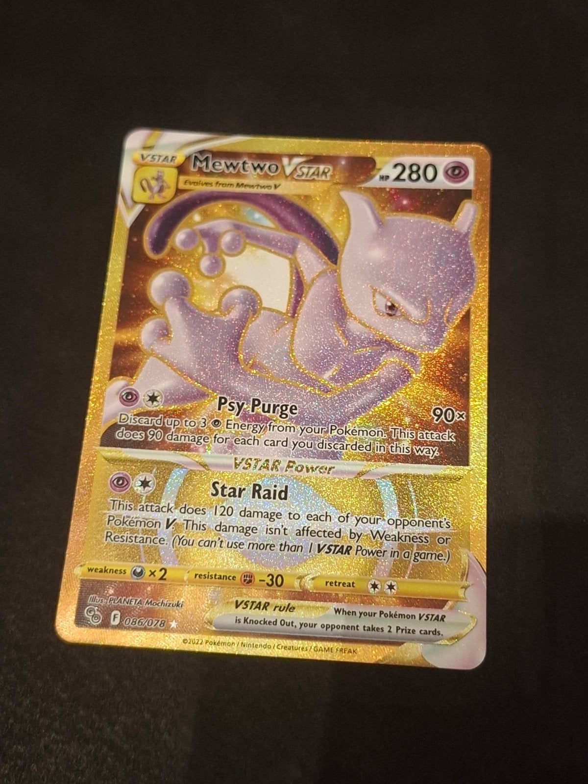Carte Pokémon - Mewtwo VSTAR Gold Secret Rare 086/078 - Ment, Enlèvement ou Envoi