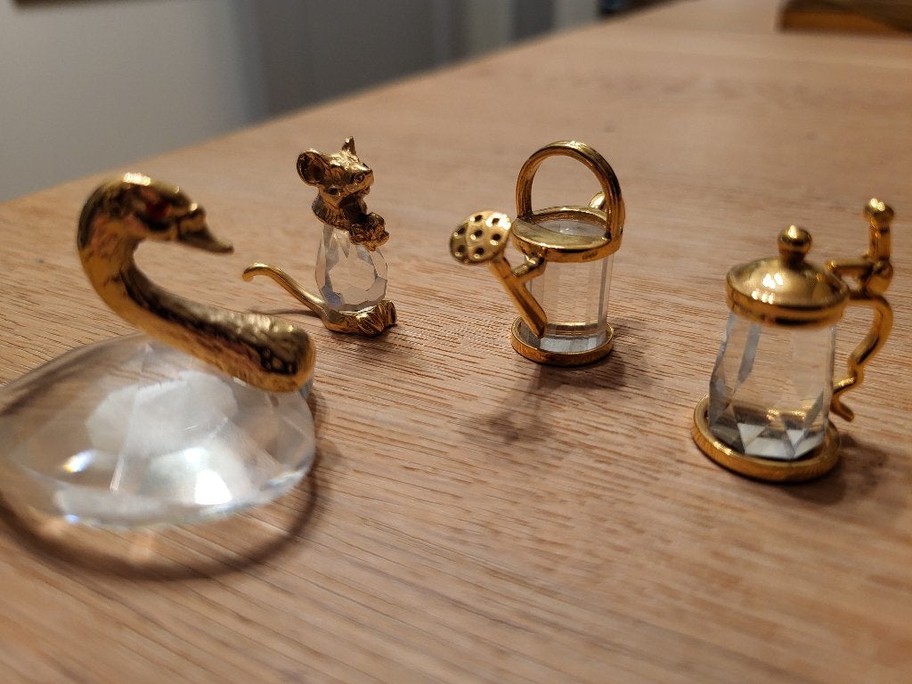 Miniatuur beeldjes kristal verguld, Ophalen of Verzenden