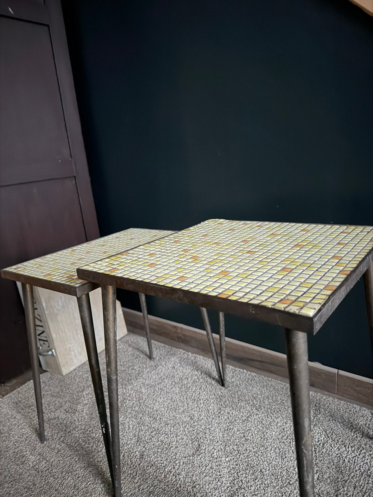 Mozaïek bijzettafels vintage (jaar 50/60), Ophalen, Gebruikt, Vintage