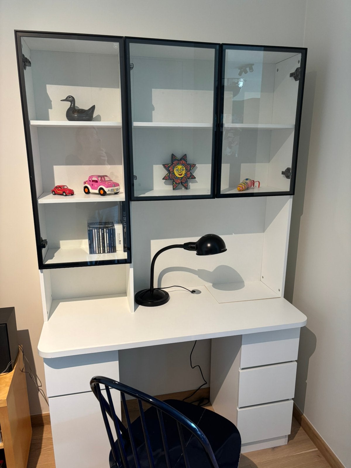Klein kantoor met glazen boekenkast, Ophalen, Met lades, Nieuw