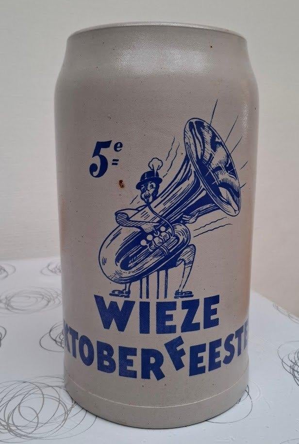 Bierpot 5L  5e  oktoberfeesten  Wieze  1960, Ophalen of Verzenden, Gebruikt, Pul(len), Overige merken