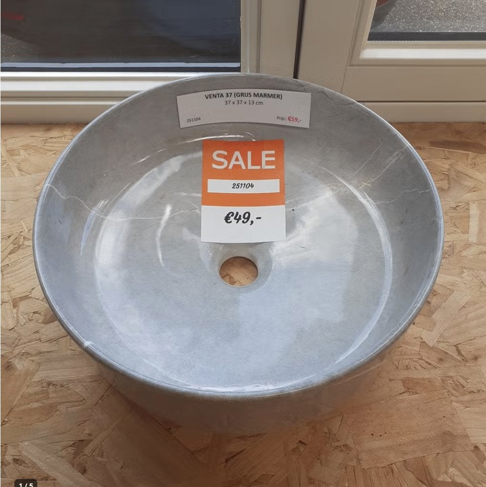 SALE! Venta 37, grijs marmer, waskom, moderne luxe design, Ophalen of Verzenden, Nieuw, Grijs