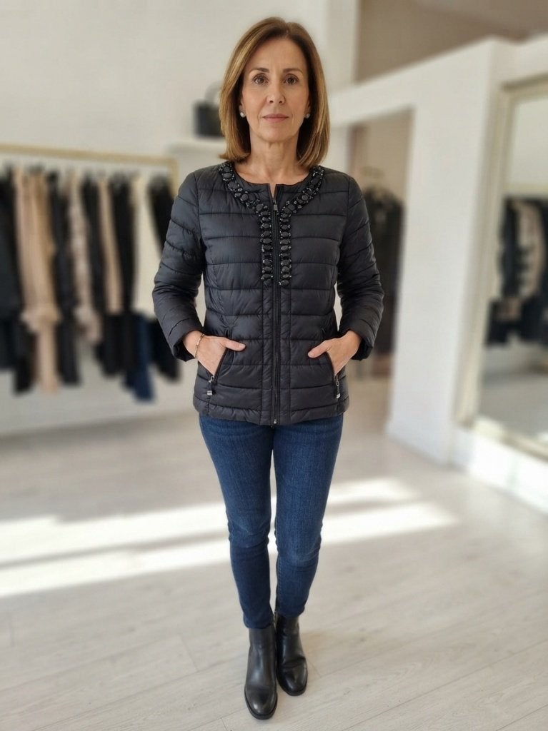 Doudoune légère noire KOCCA avec strass / pierreries (M), Taille 38/40 (M), Kocca, Enlèvement, Porté