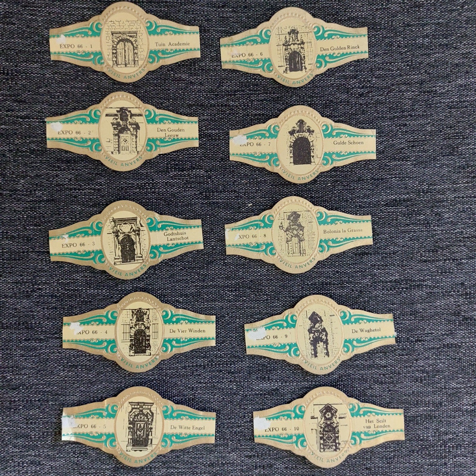 Reeks van 10 sigarenbandjes Vieil Anvers (Expo 66), Verzamelen, Rookartikelen, Aanstekers en Luciferdoosjes, Verzenden, Sigarenbandjes