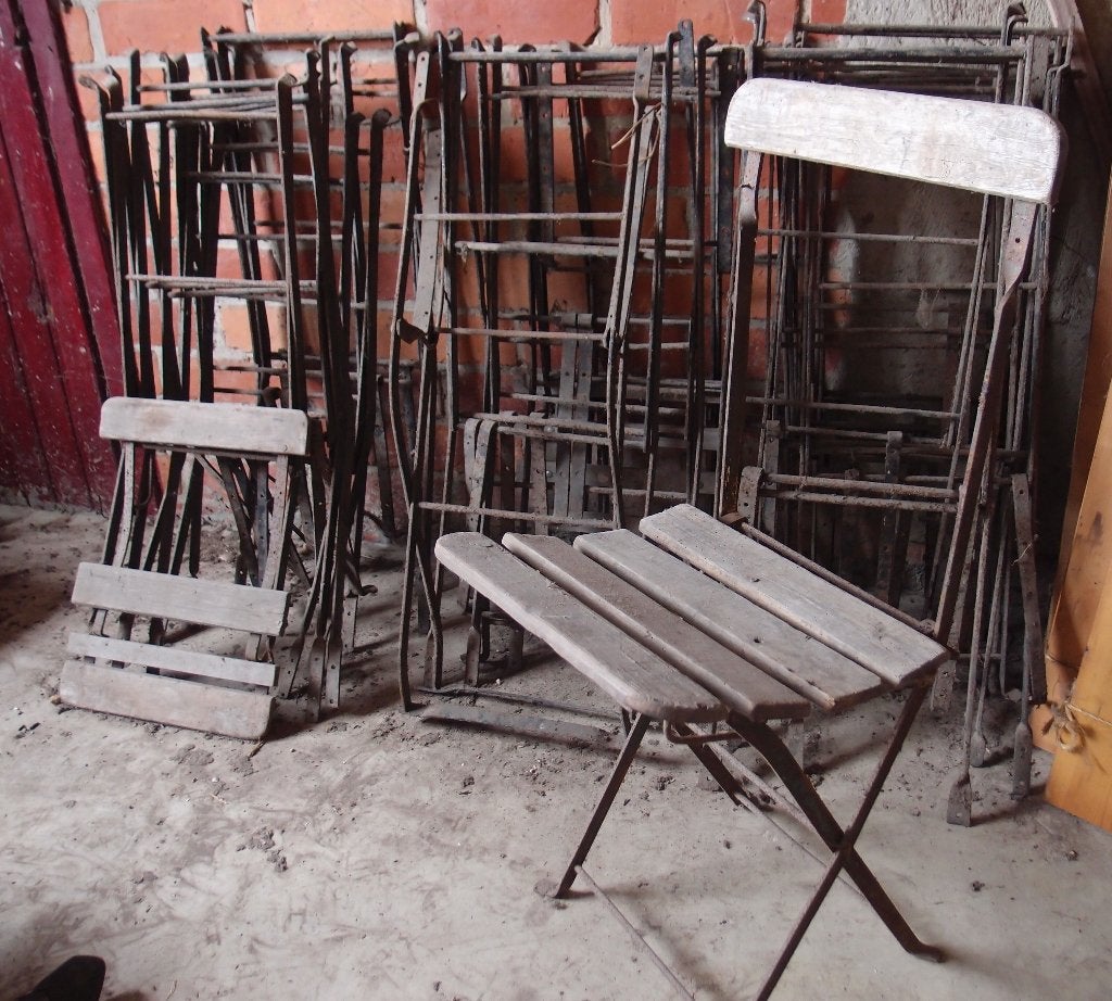Vintage ijzeren klap-/terrasstoelen, Ophalen