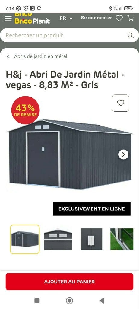 Abri de jardin Vegas anthracite neuf - 400€, Jardin & Terrasse, Enlèvement, Abri de jardin, Métal, Sans fenêtres