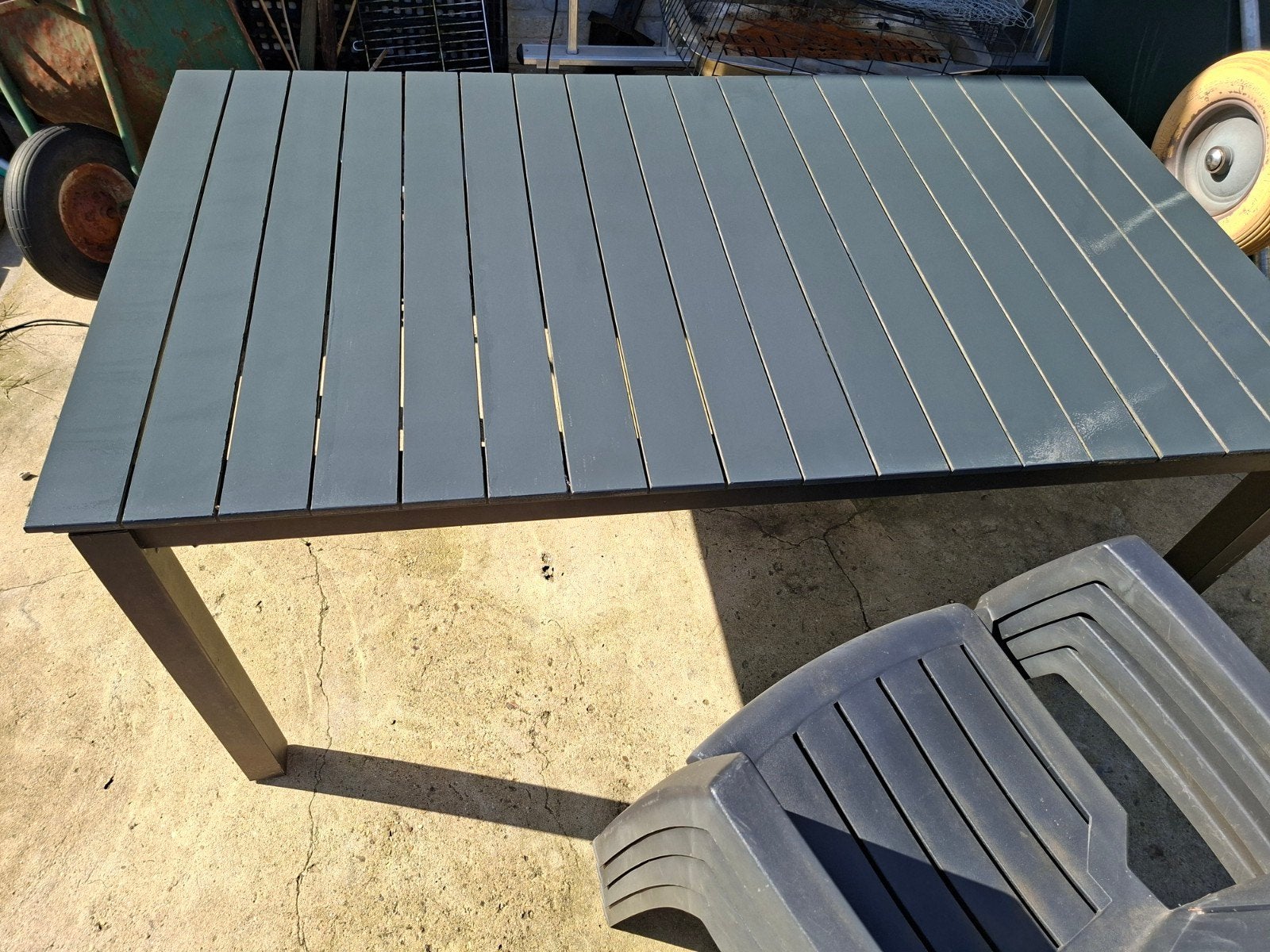 mooie tafel terrastafel met 4 stoelen, Ophalen, Kunststof
