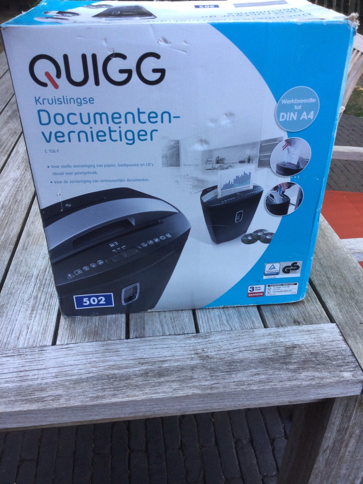 Quigg documentenvernietiger, Ophalen of Verzenden, Zo goed als nieuw