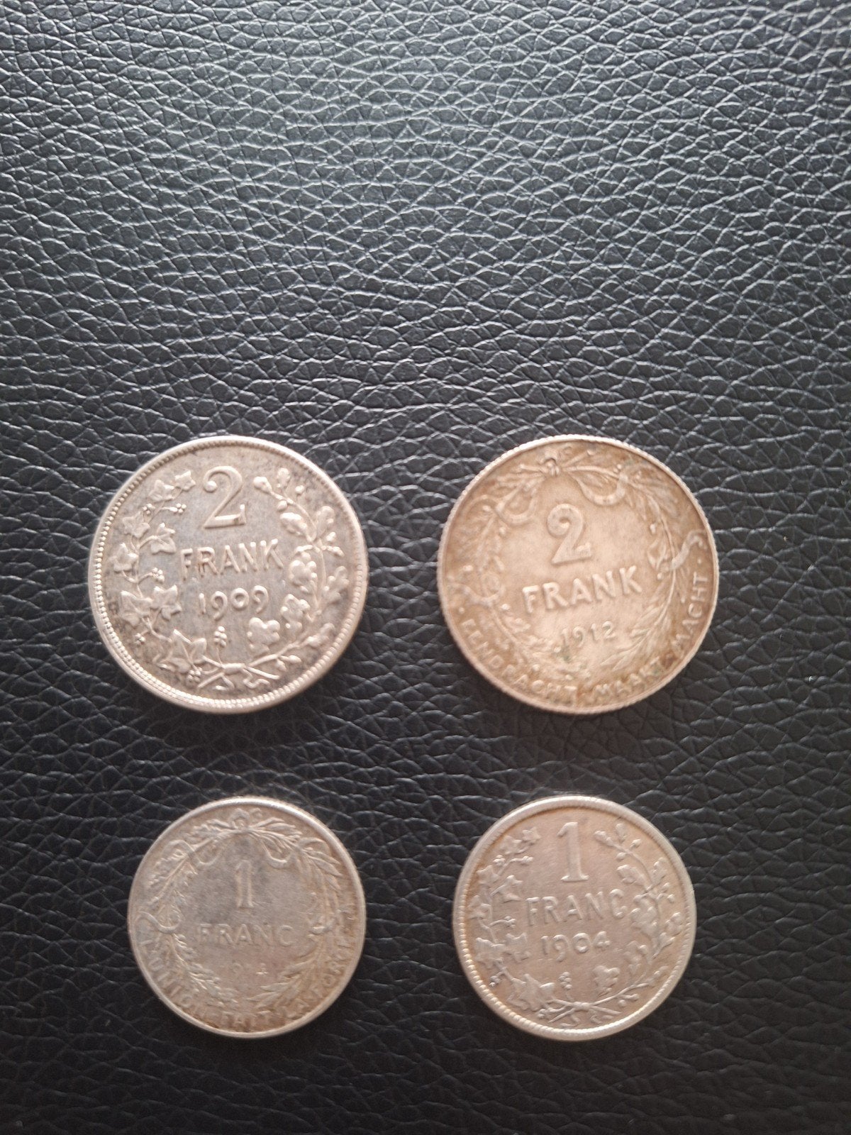 Vier zilveren munten België begin 1900, Postzegels en Munten, Ophalen of Verzenden, België