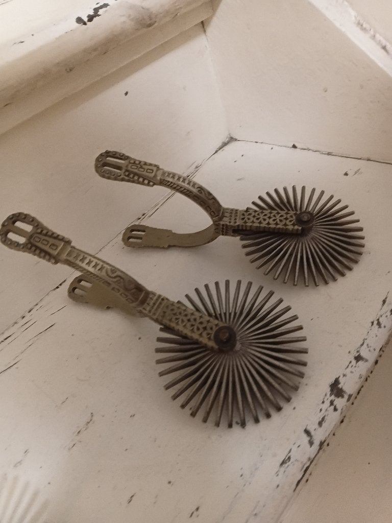 4 anciens éperons d'argent,1casque,1bouclier,1sabre ottoman, Antiquités & Art, Enlèvement, Argent