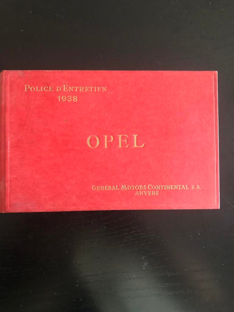 Carnet d’entretien Opel 1938, Enlèvement ou Envoi