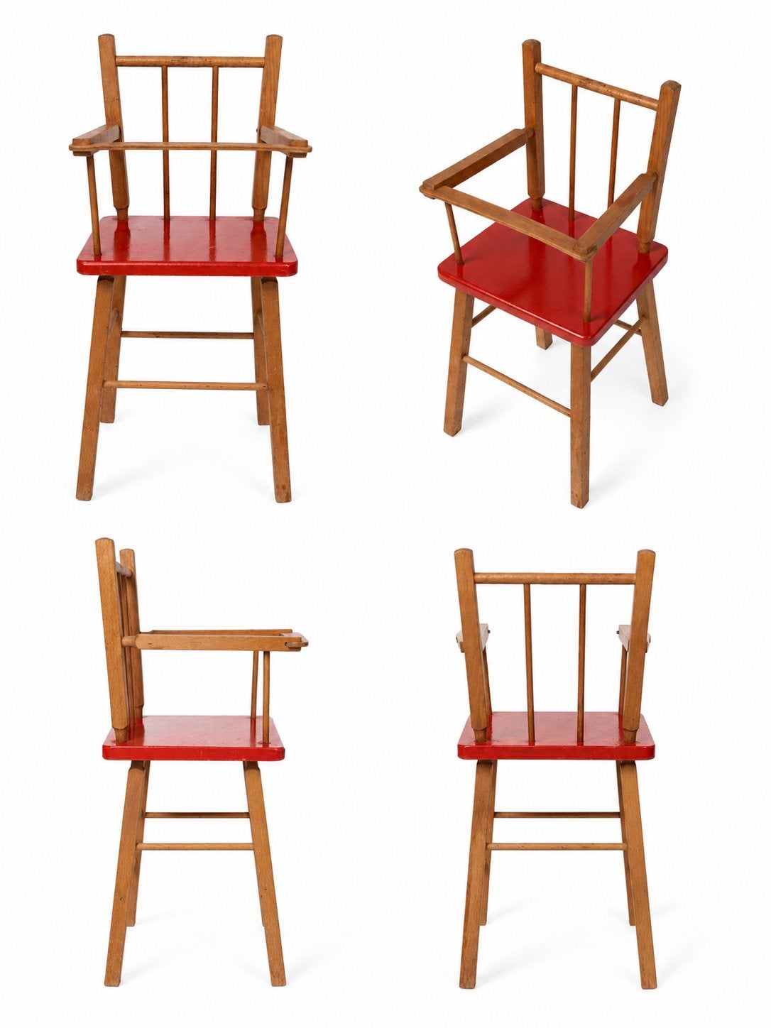 Vintage houten poppenstoel – rood zitvlak – goede staat, Kinderen en Baby's, Speelgoed | Poppen, Ophalen, Zo goed als nieuw
