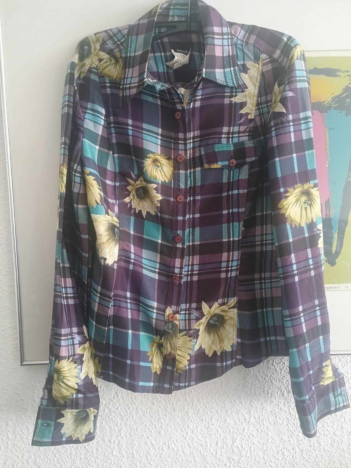 Versace zijde blouse S, Kleding | Dames, Geel, Ophalen of Verzenden, Maat 36 (S), VERSACE