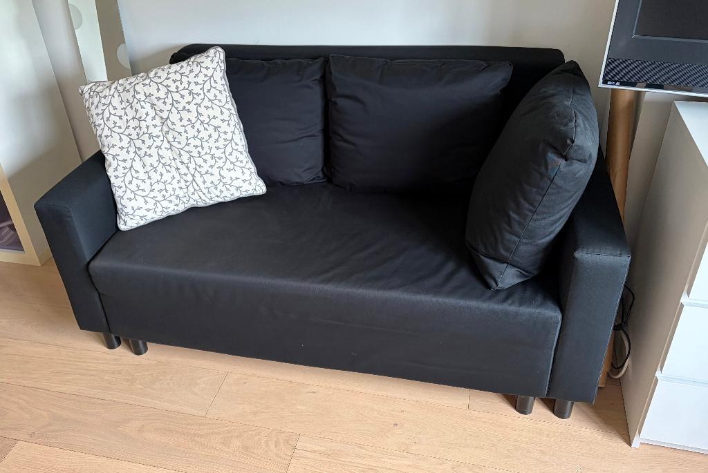 IKEA zetel 2-zit zwart – ideaal appartement / kleine ruimte, Ophalen, Gebruikt, 150 tot 200 cm, Tweepersoons