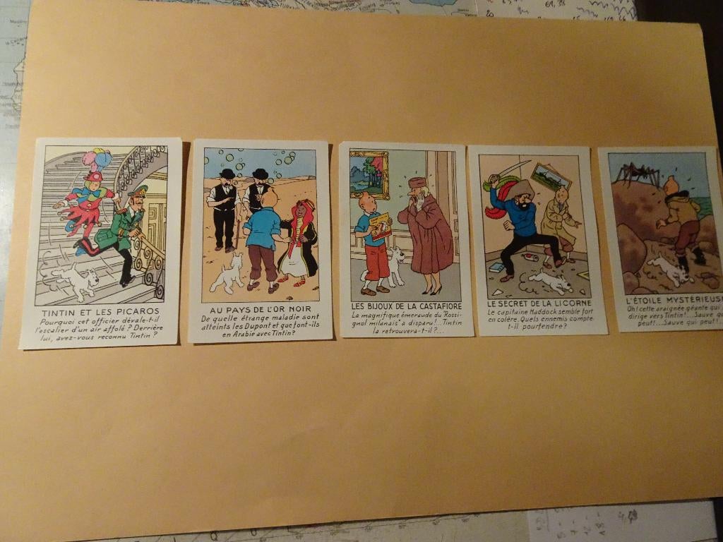 5 images Casterman - Les Aventures de Tintin - Hergé, Collections, Enlèvement ou Envoi, Tintin, Utilisé, Image, Affiche ou Autocollant